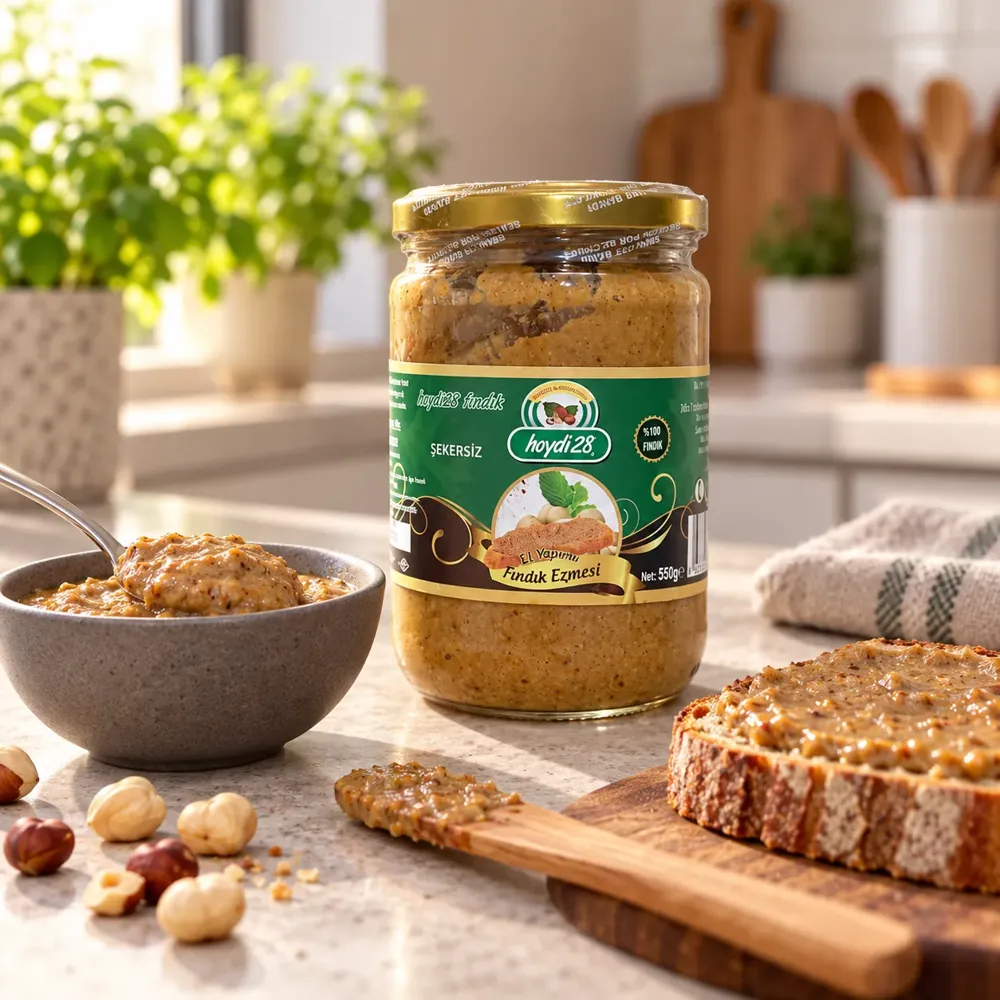 Şekersiz Fındık Ezmesi 550 gr, Tek İçerik: %100 Fındık